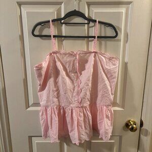 Simply Southern Women's Light Pink Cotton Peplum Camisole Top Ruched ~ NWT ~ XL